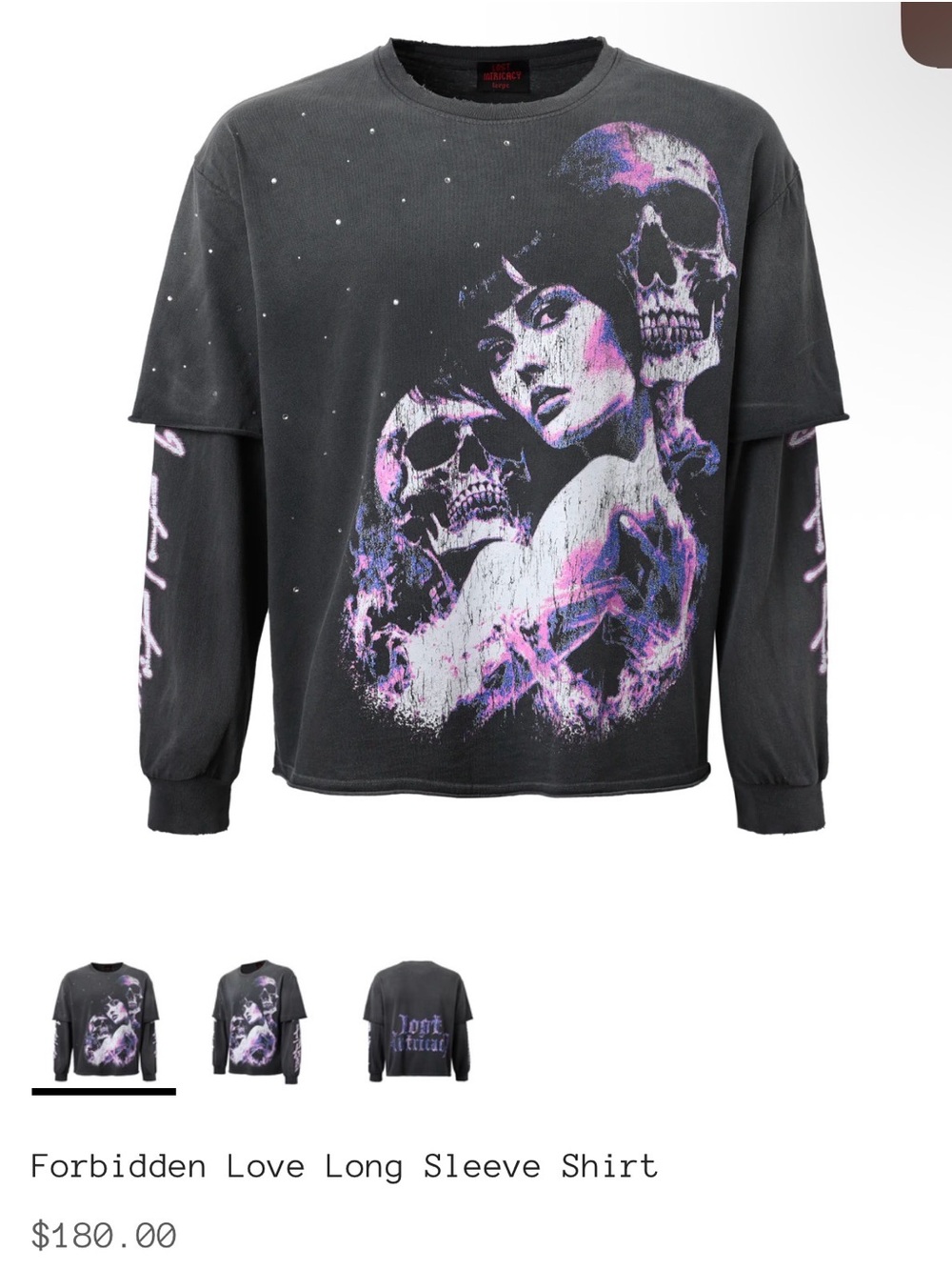 Forbidden Love Long Sleeve Graphic Shirt - Black/Purple